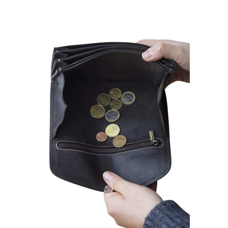 Waiter wallet cabdriver cabby purse Vintage-Style LEAS, Genuine leather, brown