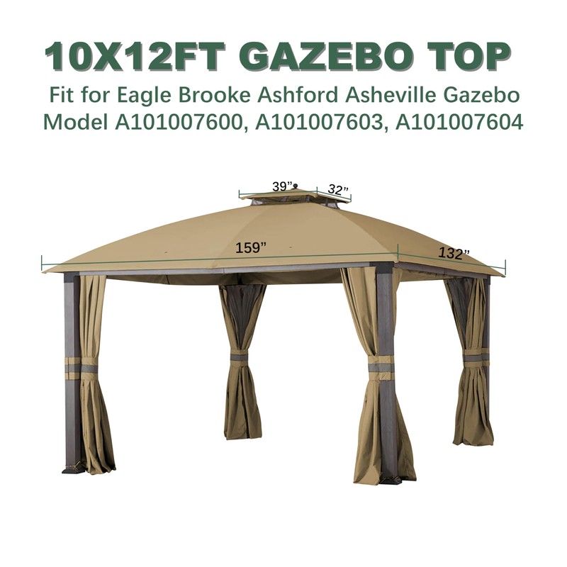 JANCANOPY 10X12 Replacement Gazebo Top for Eagle Brooke Gazebo Model