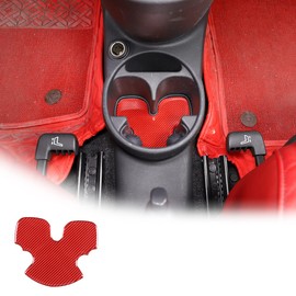 HAPPYHORSE Car Carbon Fiber Sticker Compatible with Fiat 500 2010-2019 Red Real Carbon Fiber Sticker Decal Interior Trim Cover Accessories (Central Control Water Cup pad)