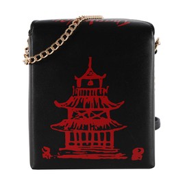 Oweisong Women Novelty Chinese Takeout Purse Tower Print Crossody Shoulder Bag Box Totes with Comfortable Chain Strap