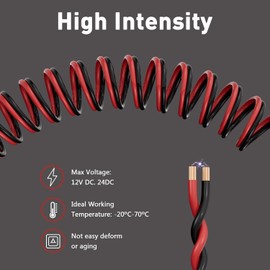 HiFind 12/2 Gauge 15 FT Red Black Hookup Electrical Wire Cable LED Strips Extension Cord 12V/24V DC, 12AWG Flexible Speaker Wire Cable for Car Audio, Home Theater, LED Ribbon Lamp Tape Lighting