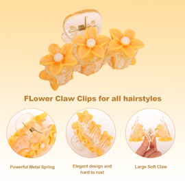 Aushamtai Flower Claw Clips for Women Girls 6 PCS Flower Floral Hair Clips for Thick Thin Hair, Non Slip Girls Hair Accessories