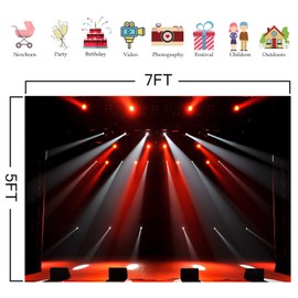 HANYING Stage Concert Live Backdrop Spotlight Music Night Theme Party Photography Background Star Music Show Rave Night Decor Supplies Portrait Adult Children Photo Studio Props Banner 7x5ft DX05WH