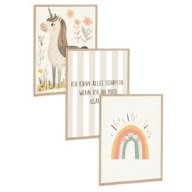 Kidsmood - Affirmation Poster for Children's Room - Encouraging Pictures for Children's Room Girls & Boys - Baby Room Decoration - Wall Pictures Animals for Children's Room Decoration [Magic World |