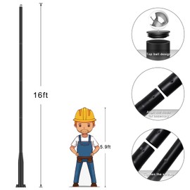 EiSyKeeYin Street Light Pole 16ft Tall - Outdoor Solar Split Street Lamp Post Light Pole with Mounting Steel Anchors for Patio, Street, Backyard, Parking Lot