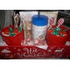 Hot Cocoa Box Gift Basket Mugs Peppermint Spoons Marshmallows Candy