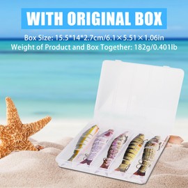 Pack of 5 Fishing Lures, Artificial Bait Wobbler Pike, Fish Bait for Zander, Perch, Trout, Swimbait, Artificial Bait with Treble Hooks, Fishing Accessories, Freshwater Saltwater Fishing Accessories,