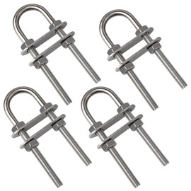 MOOKEERF 4 Pack 316 Stainless Steel U Bolts for Boat Stern Bow Eye Tie Down, Heavy Duty U-Bolt for Yatch Boat Trailer, Automotive (140MM 4PCS)