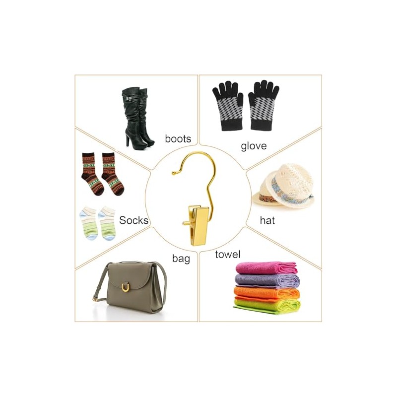 Amber Home Amber Home 24 Pack Gold Boot Clips for