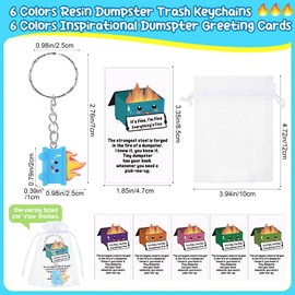 Gemscream 24 Sets Emotional Support Dumpster Keychain with Fire Inspirational Coworker Employee Appreciation Gifts Bulk with Card (Classic Style)