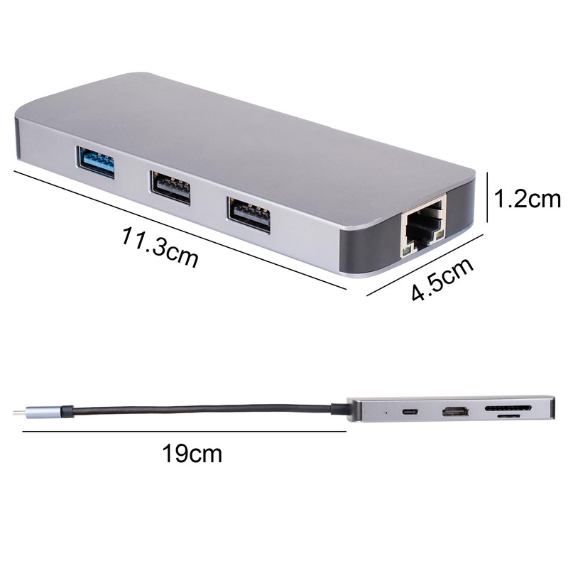XuanGui USB C Hub Ethernet, 8 en 1 Adaptador multipuerto