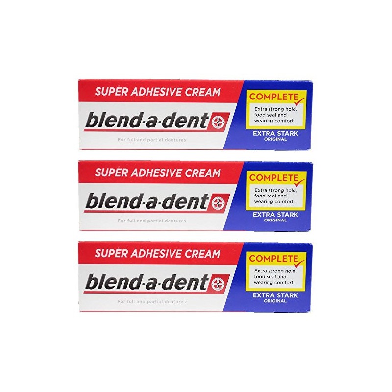 German blend-a-dent Super Denture Adhesive Cream Extra Stark ORIGINAL (Blue)