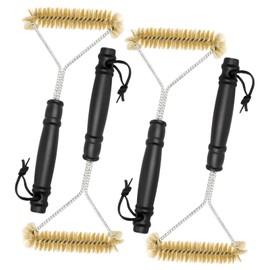 Pack of 4 Brass Grill Brushes, 360° Cleaning Brass Brush Grill, Anti-scalding Brass Brush with Plastic Handle, Triangular Grill Brush for Grill Grate, Gas Grill, Charcoal Grill, Cast Iron Grill