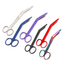 Set of 6 Pcs Lister Bandage Scissors Professional Use Health Care Beauty Tool Products ;-purple, Black, Blu, Multi, Red, Silver, Titanium Stainless Steel, 5.5"