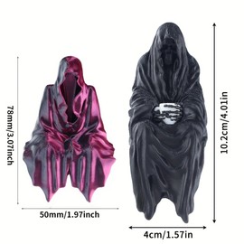 3 Pack Hallowen Gothic Decor Sitting Statue | Desktop 3D Printed Figure | 1Pack 4" Black & 2 Pack 2'' Purple Devil Hand Statues for Home Decoration