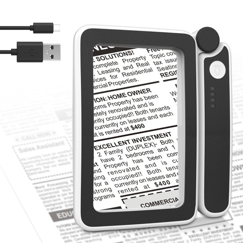 MoKo Magnifying Glass for Reading, Rechargeable 4X Full Page Book