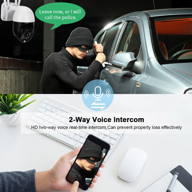 Mini 1in WiFi 1080P IP66 18 Lights Pan/Tilt Infrared Dome