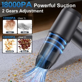 RR SPORTS Handheld Car Vacuum Cleaner Cordless, 6-in-1 18000PA High Power Vacuum Cleaner and Air Duster with Brushless Motor, Portable Vacuum Cleaner&Safety Hammer&Seat Belt Cutter for Car Home Office