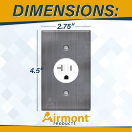 Single Receptacle Outlet Kit, 20 Amp Commercial Grade Electrical Outlet for Appliances, with Standard Size Stainless Steel Wall Plate, UL Listed, Convenient Single Receptacle Bundle