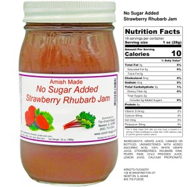 Amish Strawberry/Rhubarb Jam - No Sugar Added - Two 16 Oz Jars Made by Arndts Fudgery