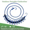 BODFPPC Travel Washing Line with 12 Clips, Portable Windproof Retractable