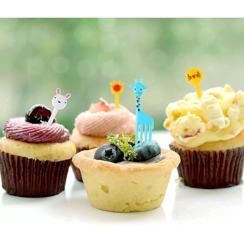 Tuybb Set 10 Tenedores Palillos Animales Caritas Lunch Fruta Niños