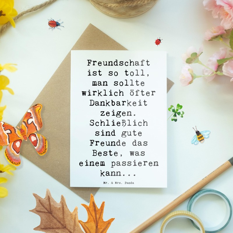 Mr. & Mrs. Panda Grußkarte Spruch Dankbarkeit für Freundschaft -