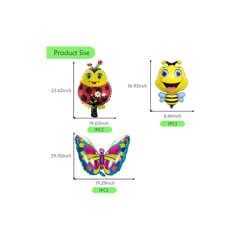 5PCS Insect Animal Balloons Set Frog Snail Bee Ladybug Butterfly