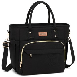 Lunch Bag Lunch Box Women Insulated Cooler Bag for Work, Large Lunchbox for Adult, Leakproof Womens Lunch Tote Bags with Shoulder Strap for Travel, Picnic, Black