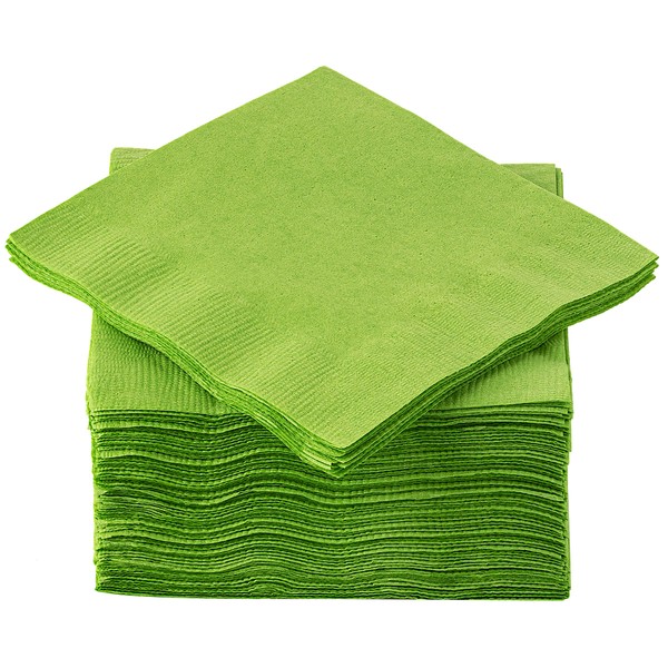 Amcrate Big Party Pack 100 Count Kiwi Green Beverage Napkins - Ideal for Wedding, Party, Birthday, Dinner, Lunch, Cocktails. (5” x 5”)
