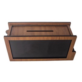 SHUMEI Wooden Suggestion Box with Pen Slot - Push-Pull Type Multipurpose Office Desk Organizer for Feedback, Information Collection, and Voting (brown)