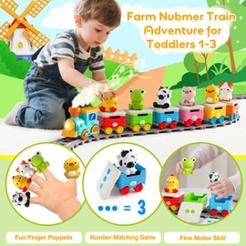 Toddler Toys for 1 2 3 Year Old, Electric Farm Animal Train Set with Music, Lights & Steam, Montessori Counting, Matching & Sorting Learning Toys, Christmas Birthday Gifts for Baby Boys Girls 12-18 M