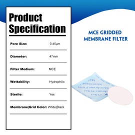SimPure MCE Micro Disc Membrane Filter, Sterile Gridded Individual Pack, 47mm Diameter and 0.45um Pore Size Hydrophilic Filter Paper, Pack of 100