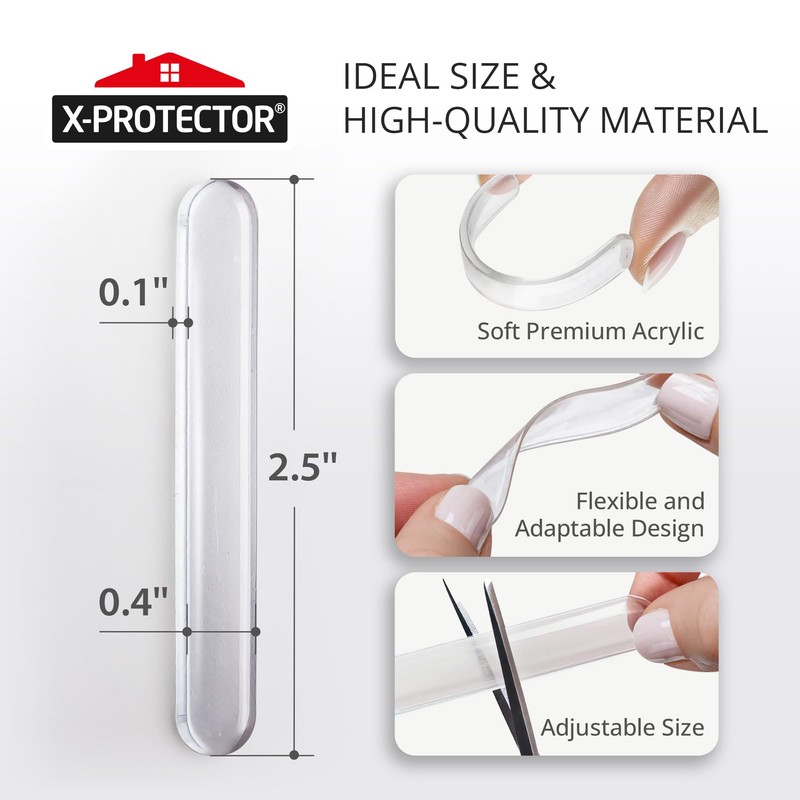 X-Protector Cabinet Door Bumper Strips - 40 PCS - Clear