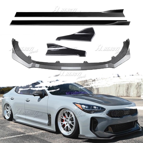 HAN For 2018-24 Kia Stinger Carbon Look Front Bumper Lip