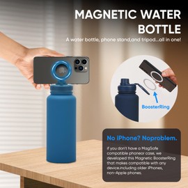 Mannicix Thermos Flask, Thermos Flask with Straw, Stainless Steel Drinking Bottle 1000 ml + 2 Lids, 100% Leak-Proof for Sports, Outdoors, School, University, Bicycle, Office, Camping (Blue)