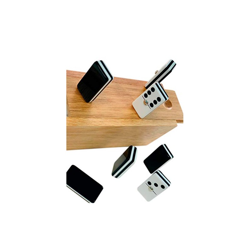 Domino Profesional Acrílico Cebra Negro En Caja De Madera