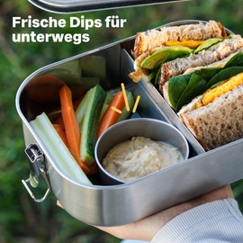 SILBERTHAL Small Stainless Steel Container with Lid Round - Leak-proof Container for Transporting Food for Dips, Dressing, Nuts, Granola in Lunch Boxes