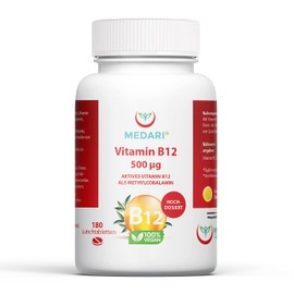 Vitamin B12 as Methylcobalamin + 180 Lozenges + Lemon Flavour + Contributes to the Normal Function of the Nervous System and Energy Metabolism