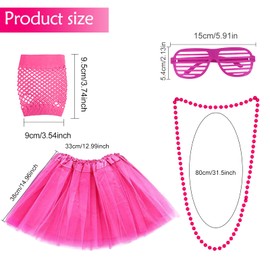 80s Accessories 80S Party Outfit Accesories 80s Fancy Dress Costume Accessories for Women Tutu Fishnet Gloves Neon Necklaces Bead Glasses for 80s Retro Party