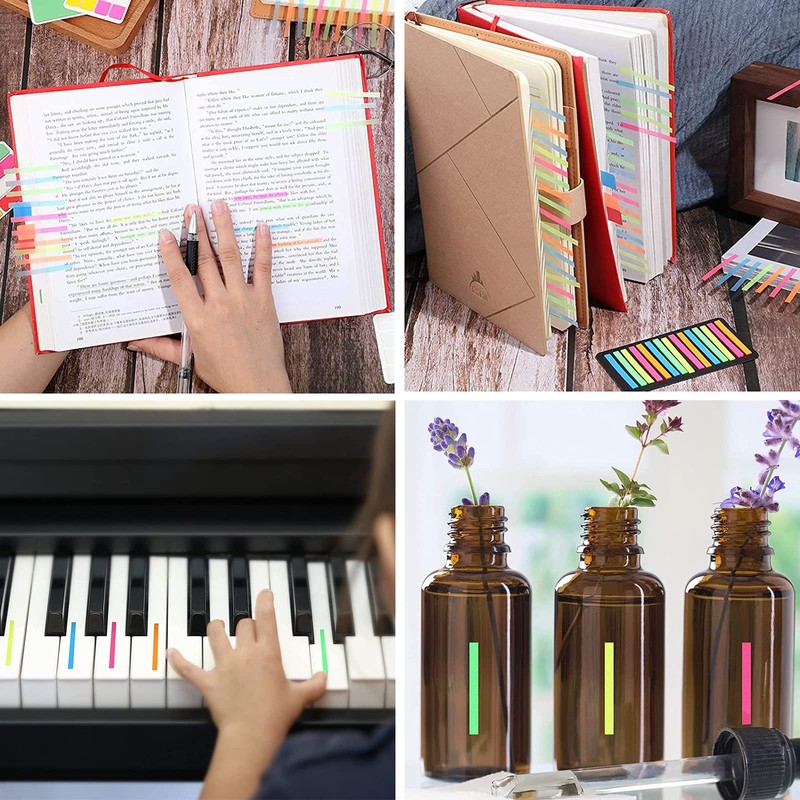 6 Pack Multi-Function Sticky Index Tabs,1800 Pieces Tiny Text Highlighter