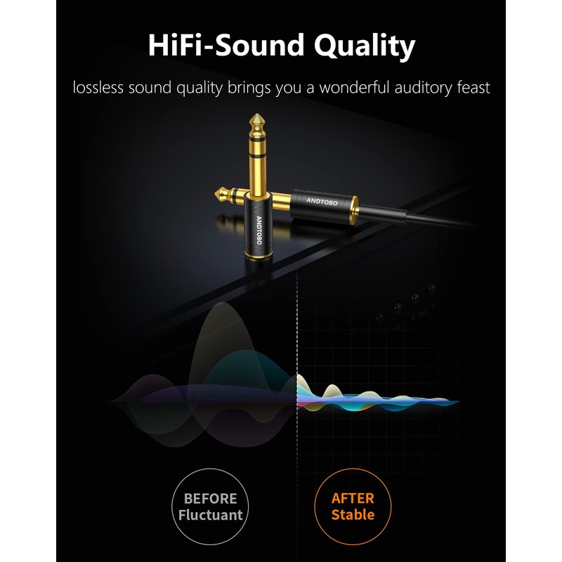 ANDTOBO 1/4''(6.35mm) Male to 1/8'' (3.5mm) Female Stereo Audio Jack