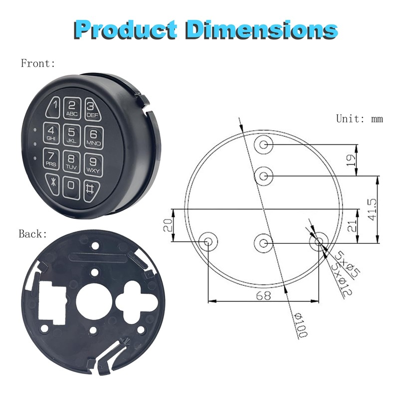 Electronic Safe Lock Replacement Keypad with Solenoid Lock, Gun Safe