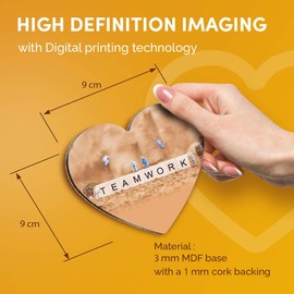 Great Coasters (Set of 2) Heart - Teamwork Miniature Men Construction Drink Glossy Coasters/Tabletop Protection for Any Table Type #16730