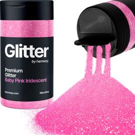 Hemway Premium Glitter Shaker - Baby Pink Iridescent | Microfine Metallic Flake Sequins for Resin & Epoxy Crafts | Craft Supplies for Tumblers, Festival, Hair, Face, Body, Eye & Nail Art | 125 g