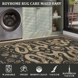 Snake Washable Runners for Hallways 2x6 Runner Rug for Kitchen Non Slip with Rubber Back Forest Soft Low-Pile Stain Resistant Thin Carpet for Bedroom Bedroom Laundry Room Dark Grey