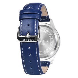 GELAXSY Men's 42mm Chronograph Quartz Watches with Analogue Display Date Window and Leather Strap Water Resistant Wrist Watches for Men (Blue)