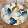 Delerain Blue Gold Marble Round Fitted Tablecloth, Waterproof Round Table