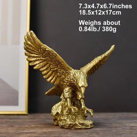 QUHUOYAO Golden Eagle Resin Ornaments Statue Modern Eagle Figurines Collection Statue Ornament Craft Home Decor Modern Suitable for Living Room Desk Bookshelf