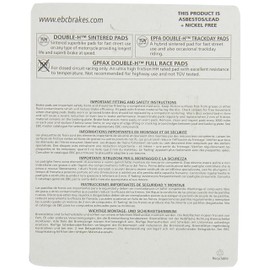 EBC Brakes FA417/4HH Juego de pastillas de freno de disco negro, 1 x 1